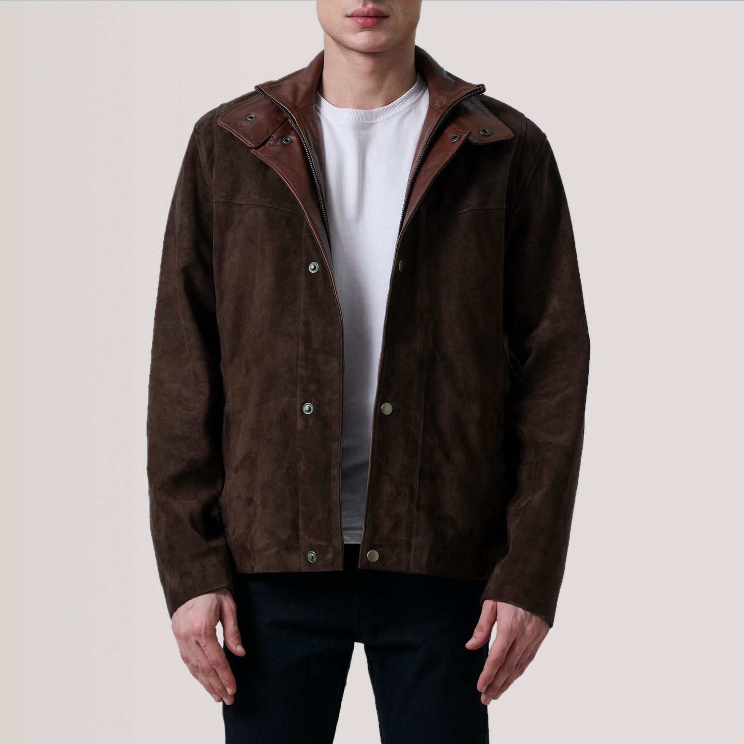 Henrik Brown Suede Cafe Racer For Men -The Jacket Maker United States