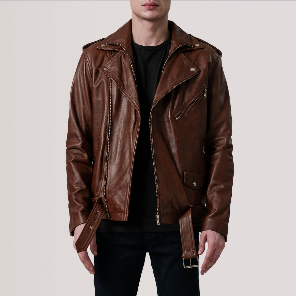 Kole Waxed Brown Leather Double Rider Jacket For Men -The Jacket