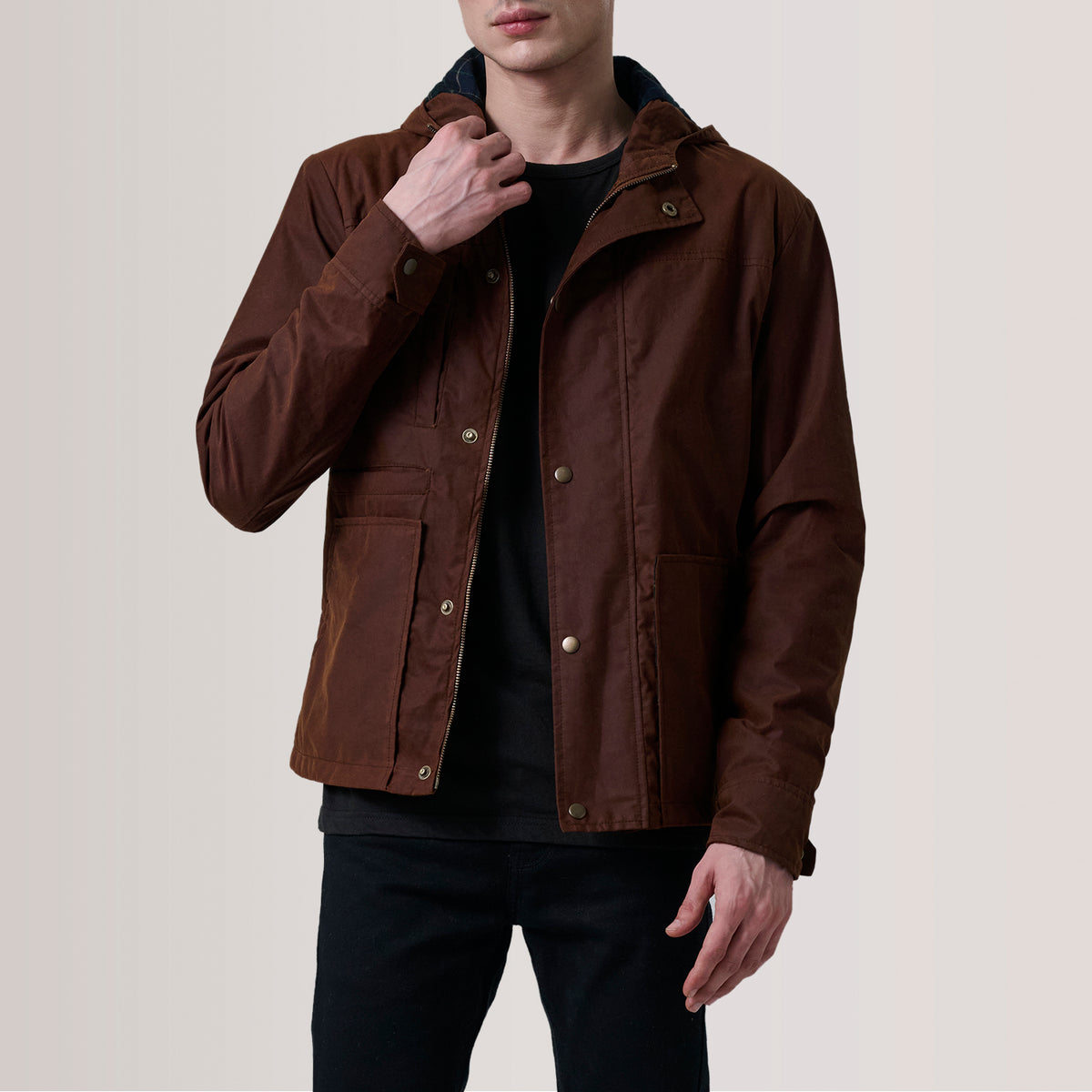 Marlo Brown Canvas Hooded Work Jacket For Men -The Jacket Maker 