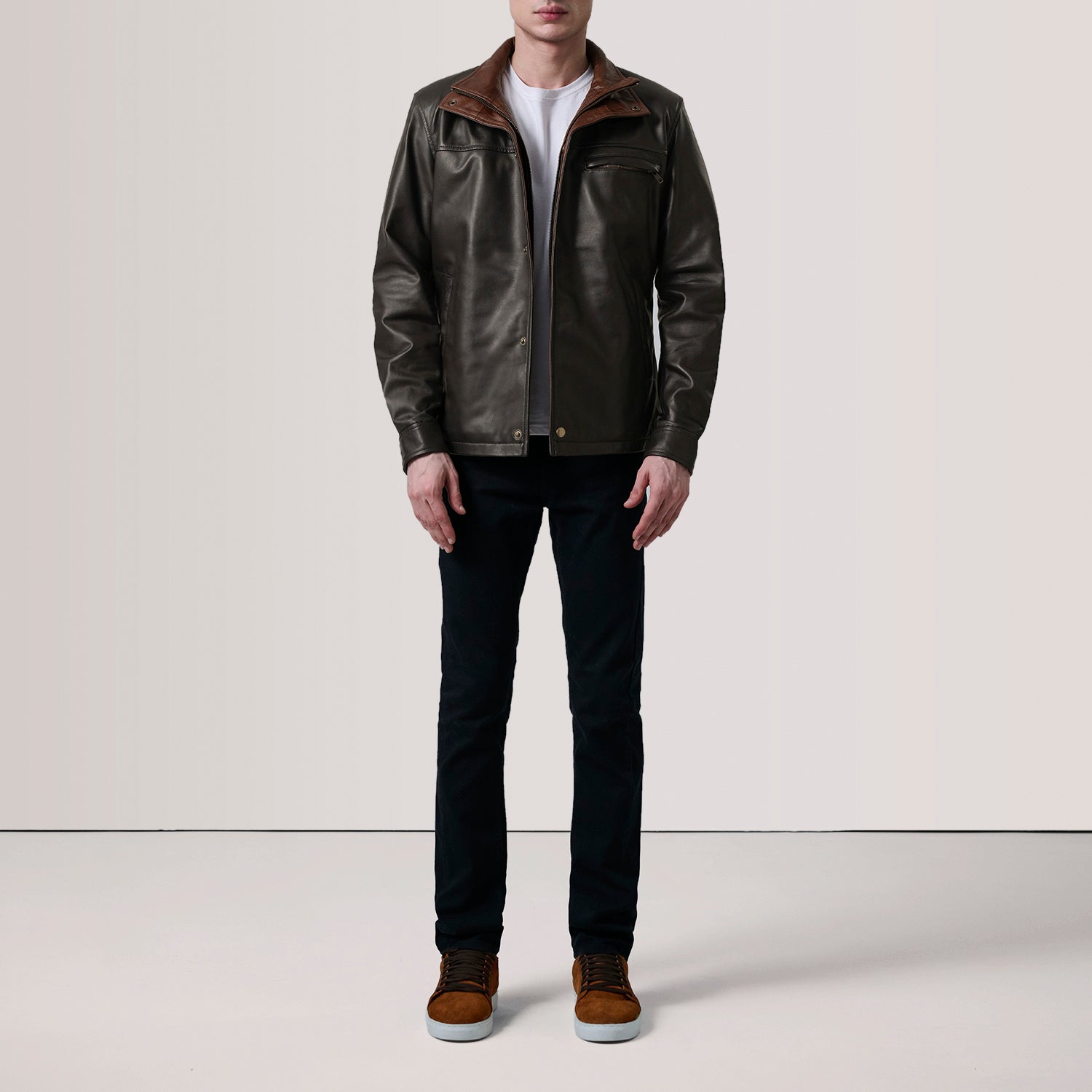 Sean Brown Leather Classic Jacket For Men -The Jacket Maker United States
