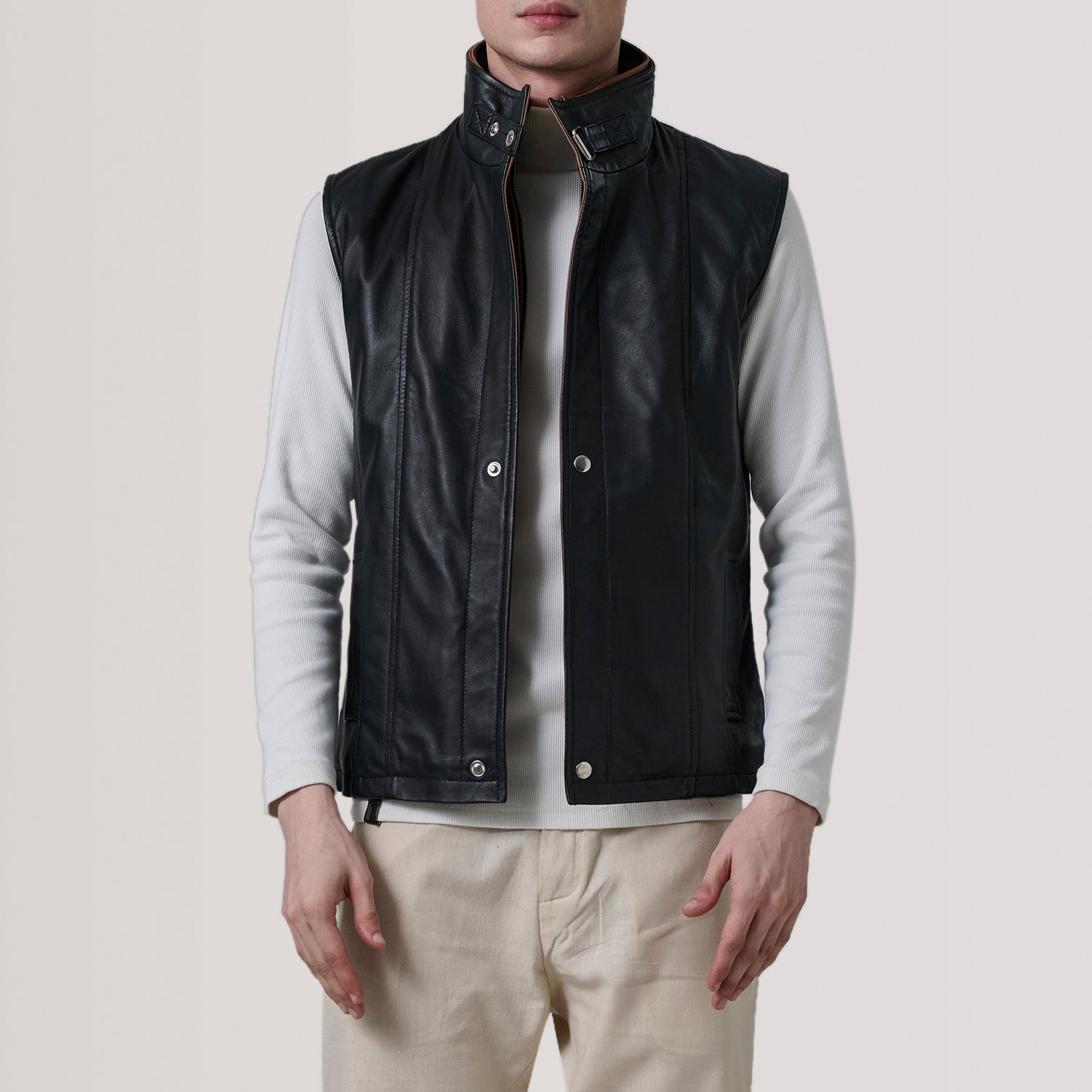 Zane Black Leather Vest For Men -The Jacket Maker United States