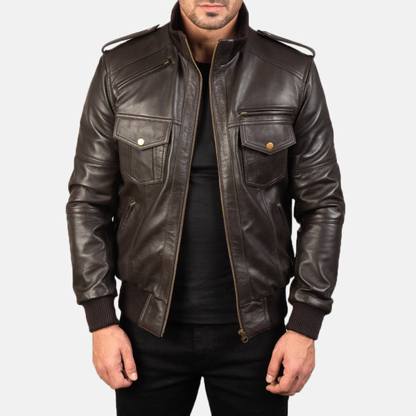 ジャケット・アウター TYPE SHADE G2B BOMBER LEATHER JACKET Men_s_Agent_Shadow_Brown_Leath