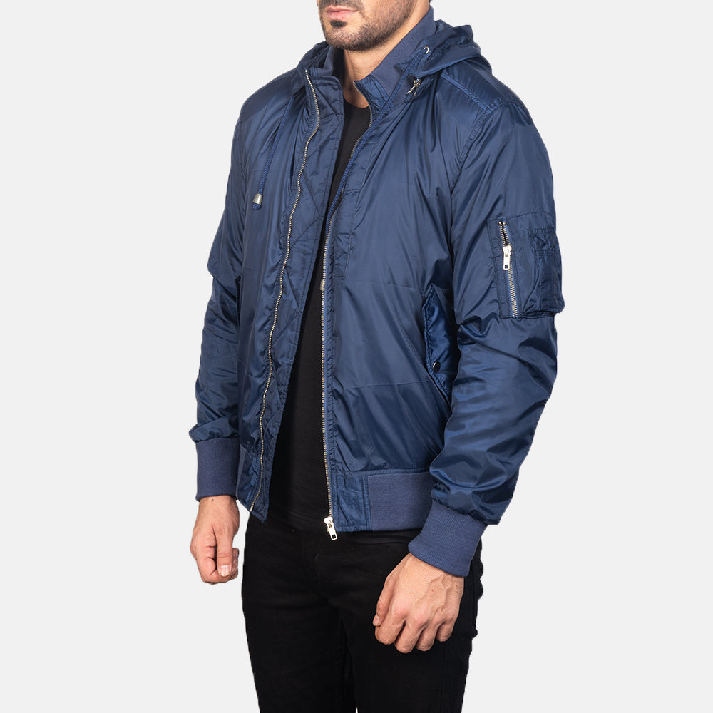 Men's Blue Hooded Bomber Jacket – The Jacket Maker