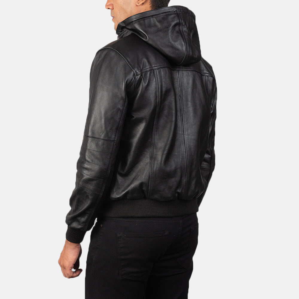 【BALR.】2way HOODED LEATHER BOMBER JACKET Jild Hooded Leather Bomber Jacket with Removable Hood & Sleeves
