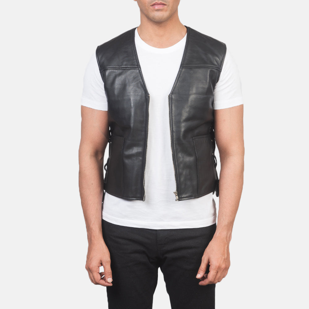 The Jacket Maker Men’s Brandon Black Leather Vest
