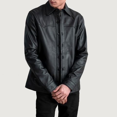 Bronco Black Leather Shirt For Men – The Jacket Maker