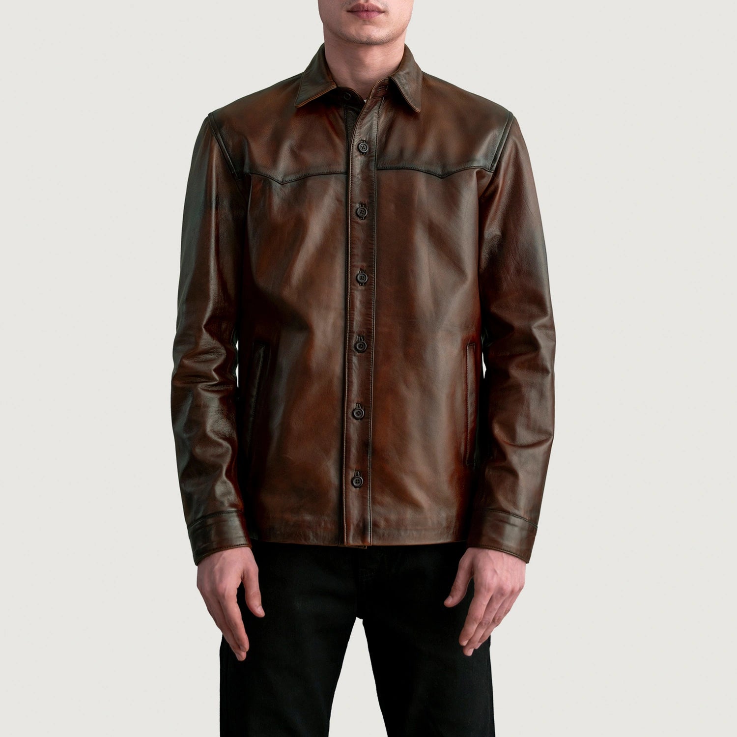 Bronco Distressed Brown Leather Shirt For Men – The Jacket Maker