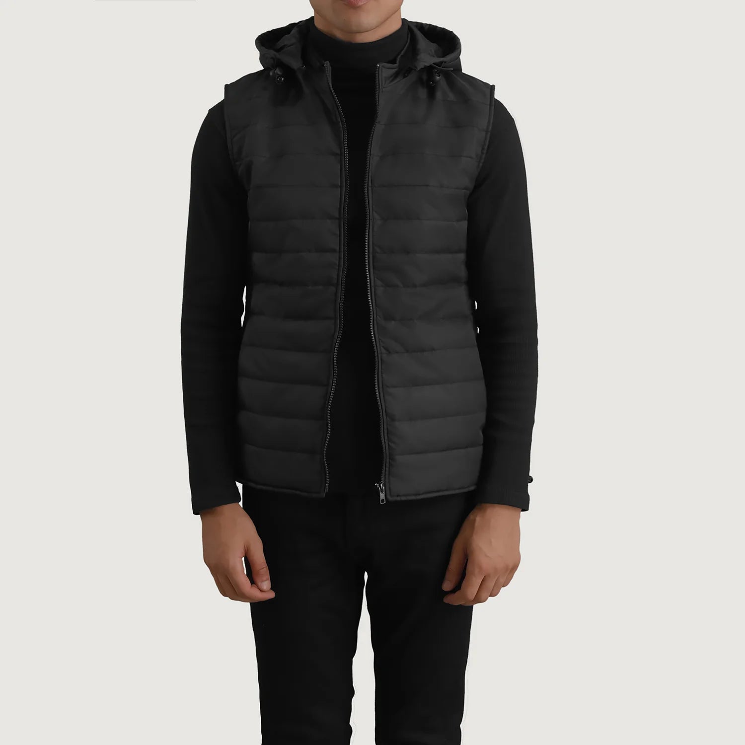 Carlo Black Hooded Puffer Vest For Men The Jacket Maker