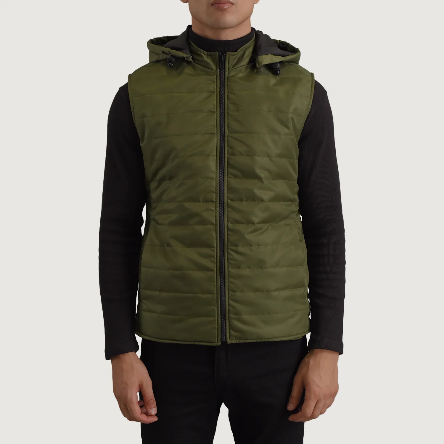 Carlo Green Hooded Puffer Vest For Men - The Jacket Maker