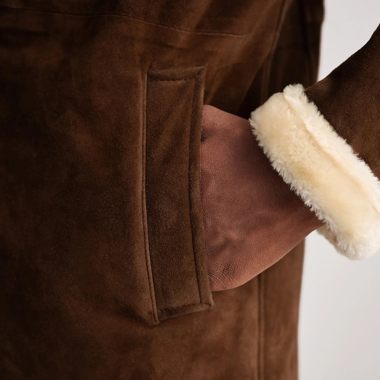 Charles Brown Suede Leather Shearling Double-Breasted Coat - The