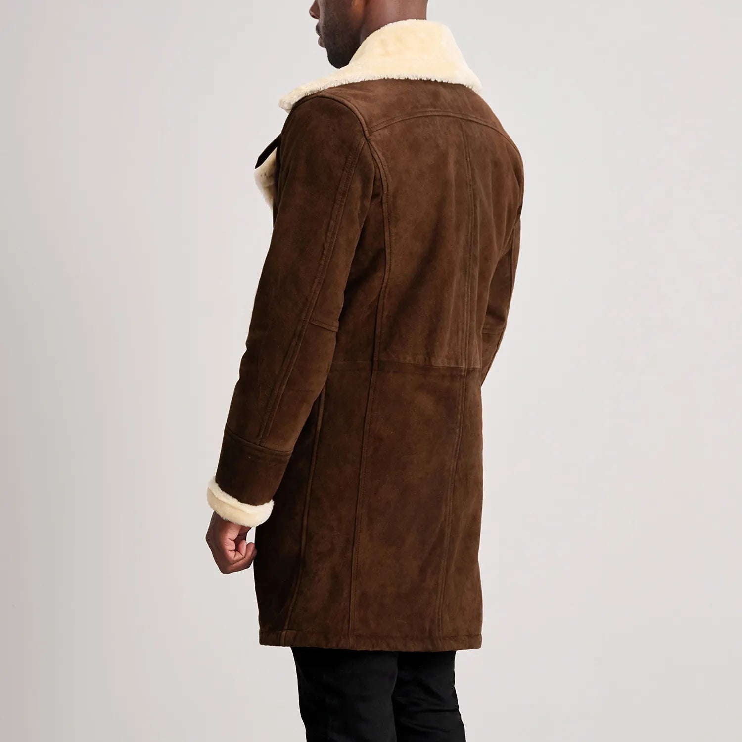 Charles Brown Suede Leather Shearling Double-Breasted Coat - The