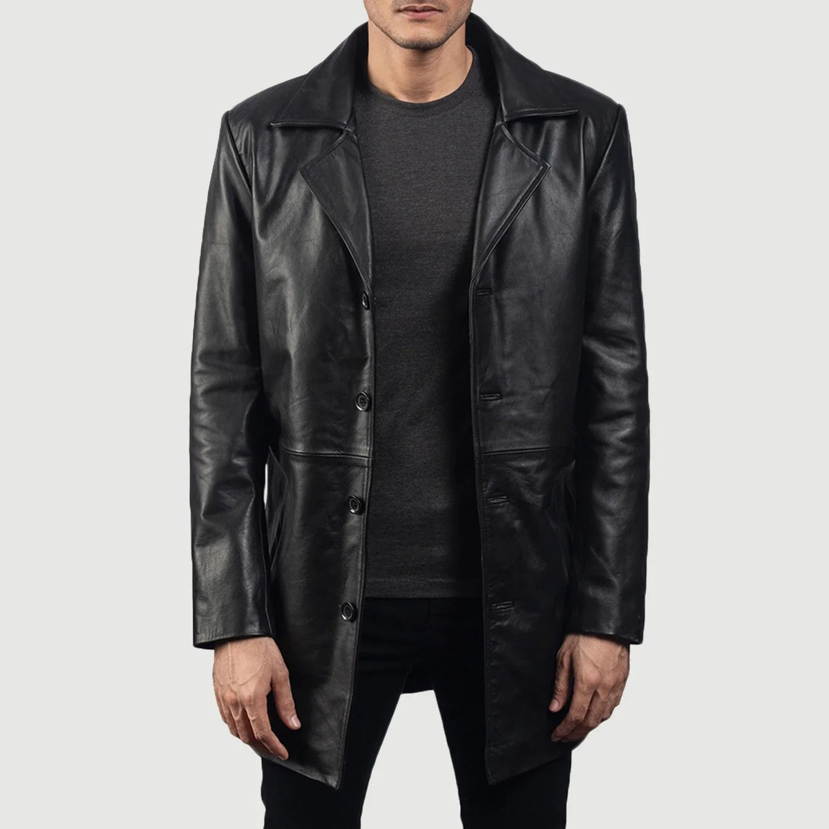 The Jacket Maker Men’s Classmith Black Leather Coat