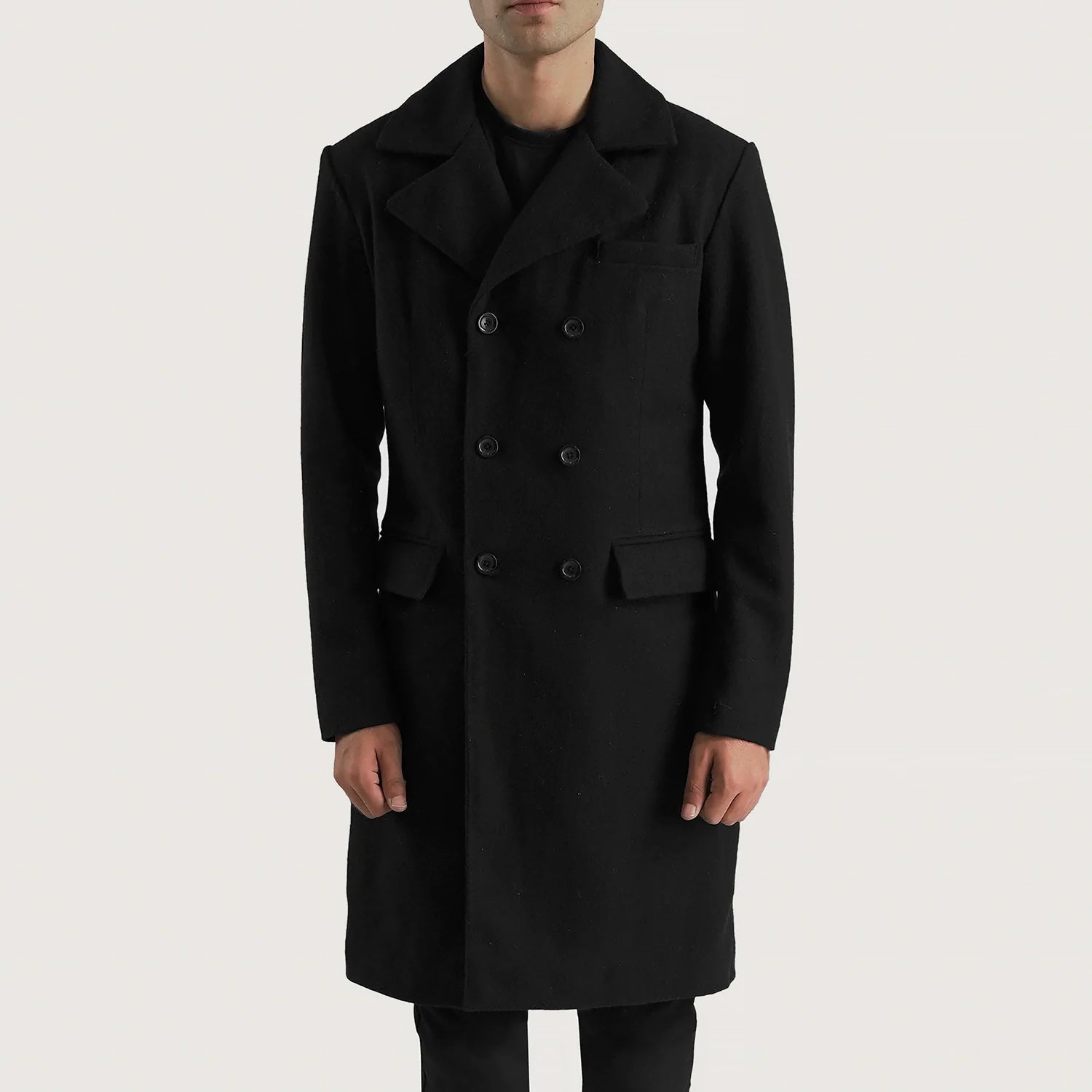 Men's Claud Black Wool Double Breasted Coat – The Jacket Maker