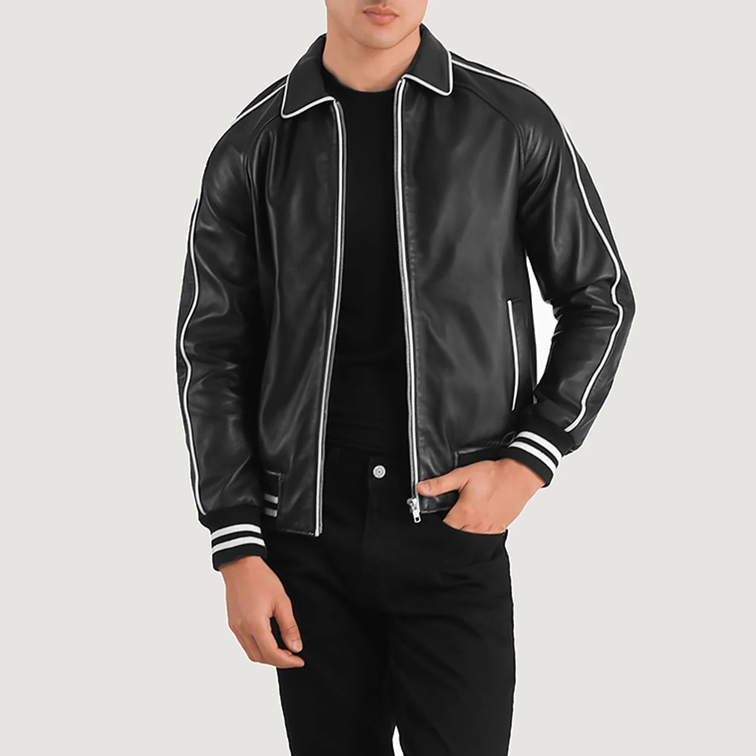 Cooper Black Leather Varsity Jacket For Men – The Jacket Maker
