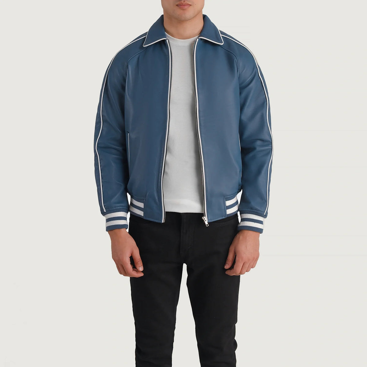 ペレペレ　バーシティジャケット　オールレザー ジャケット　ロゴ　ブルー　XXL Men_s_Cooper_Blue_Leather_Vars