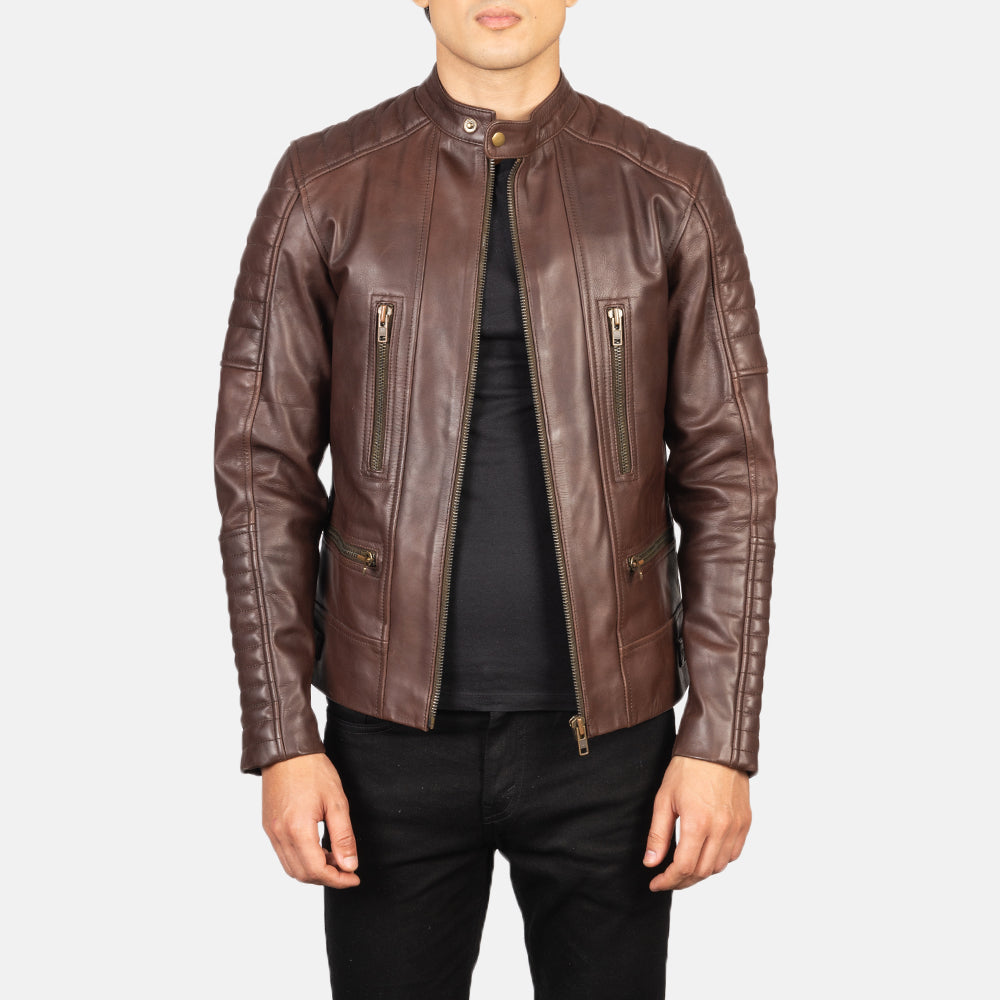 Men's Damian Brown Leather Biker Jacket – The Jacket Maker