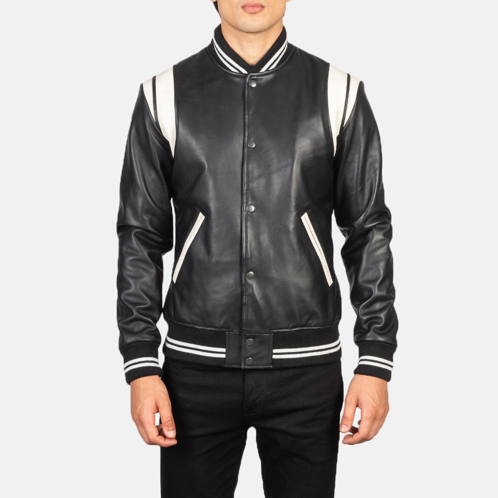 Men's Dantee Black Leather Varsity Jacket – The Jacket Maker