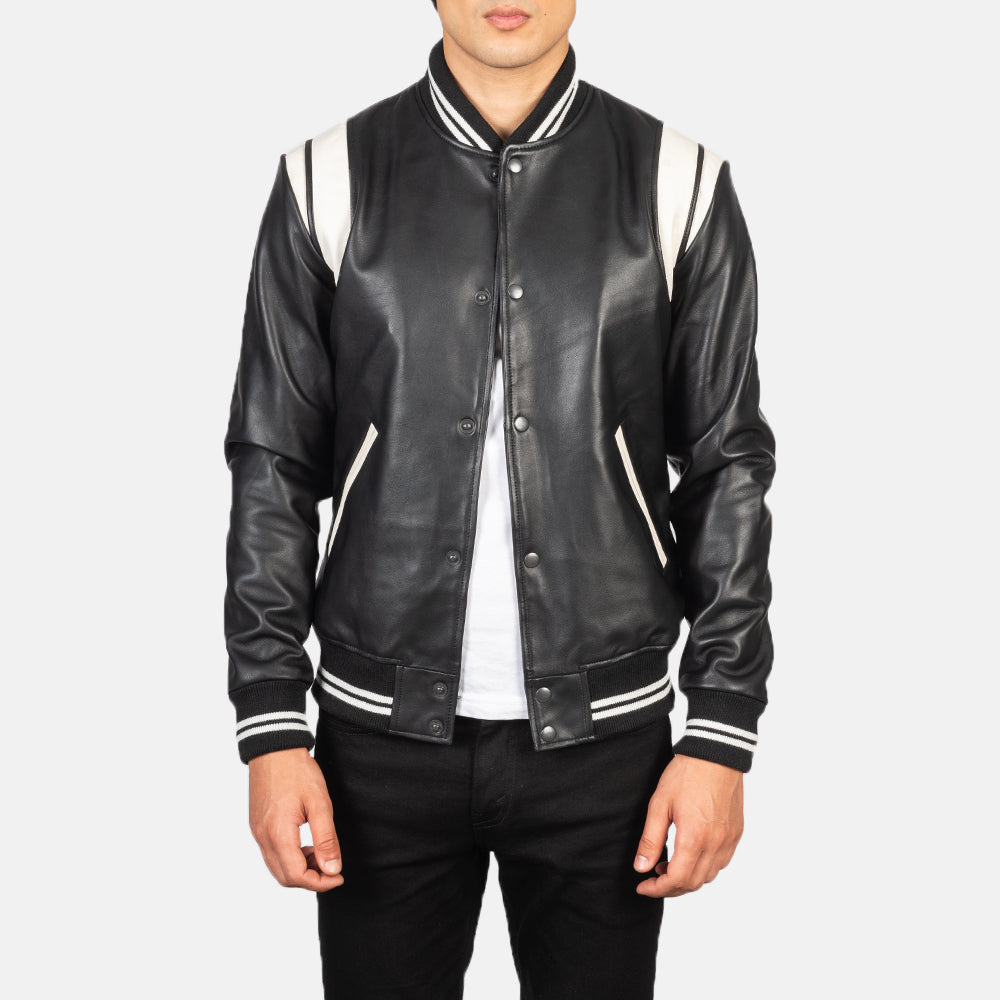 Men's Dantee Black Leather Varsity Jacket – The Jacket Maker