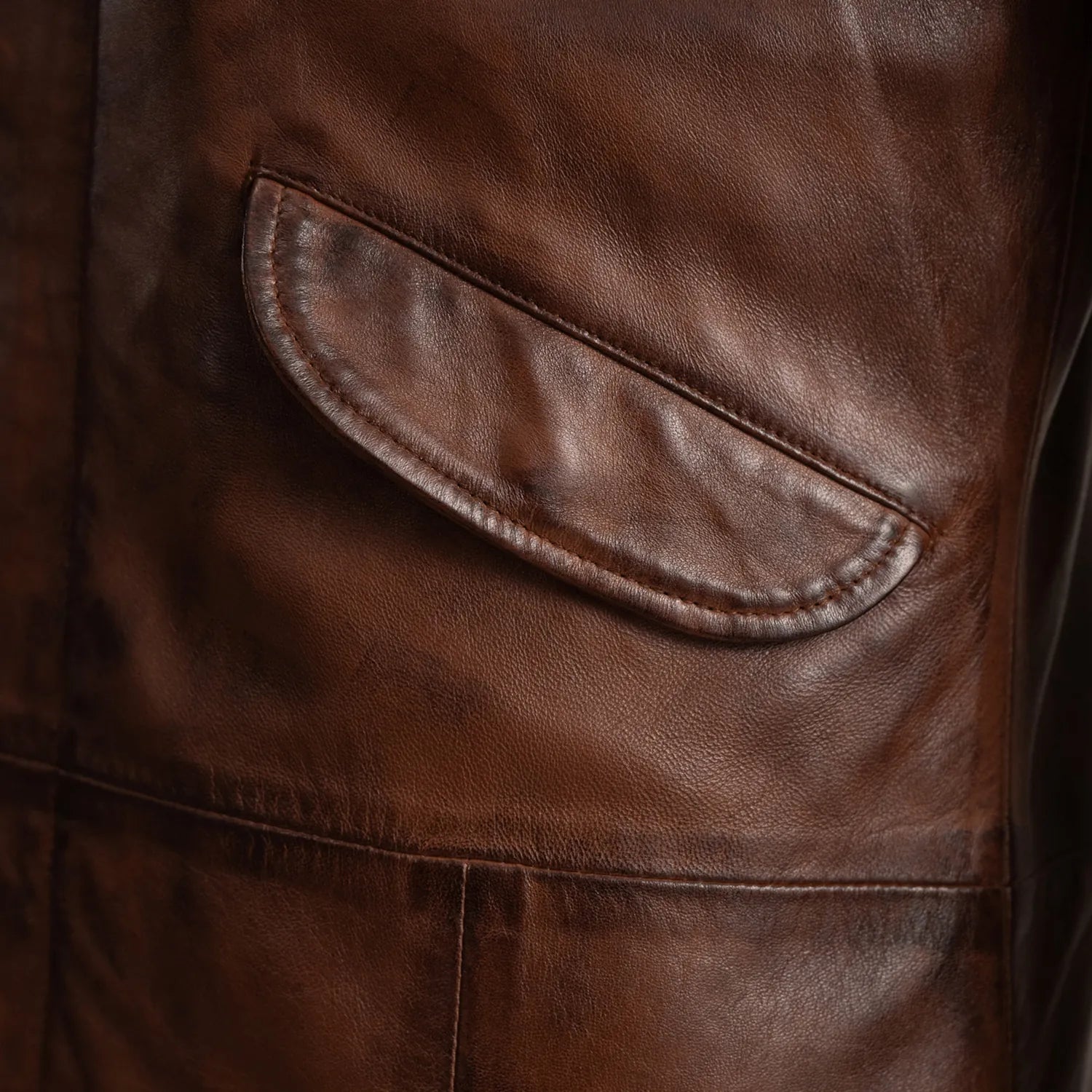 Delvin Distressed Brown Leather Parka - The Jacket Maker