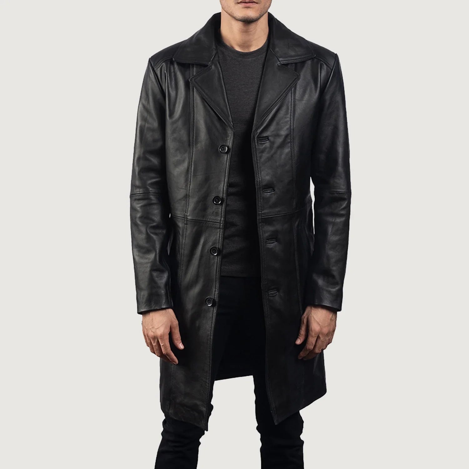 Men's Don Long Black Leather Coat – The Jacket Maker