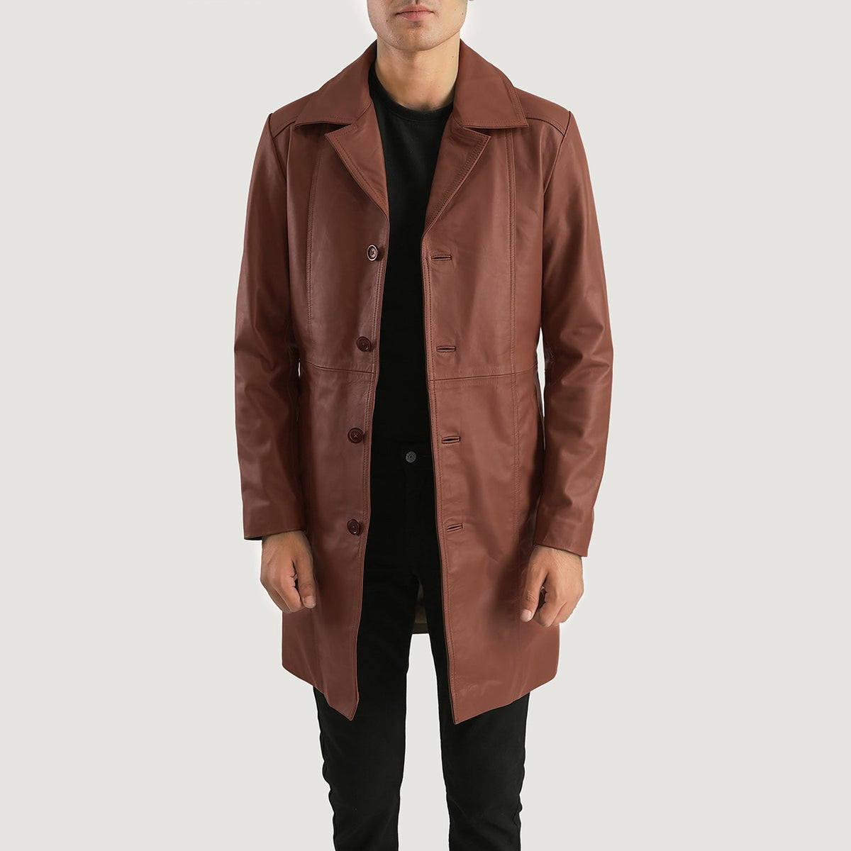 【本物新品保証】 Men_s_Don_Long_Brown_Leather_C ジャケット・アウター