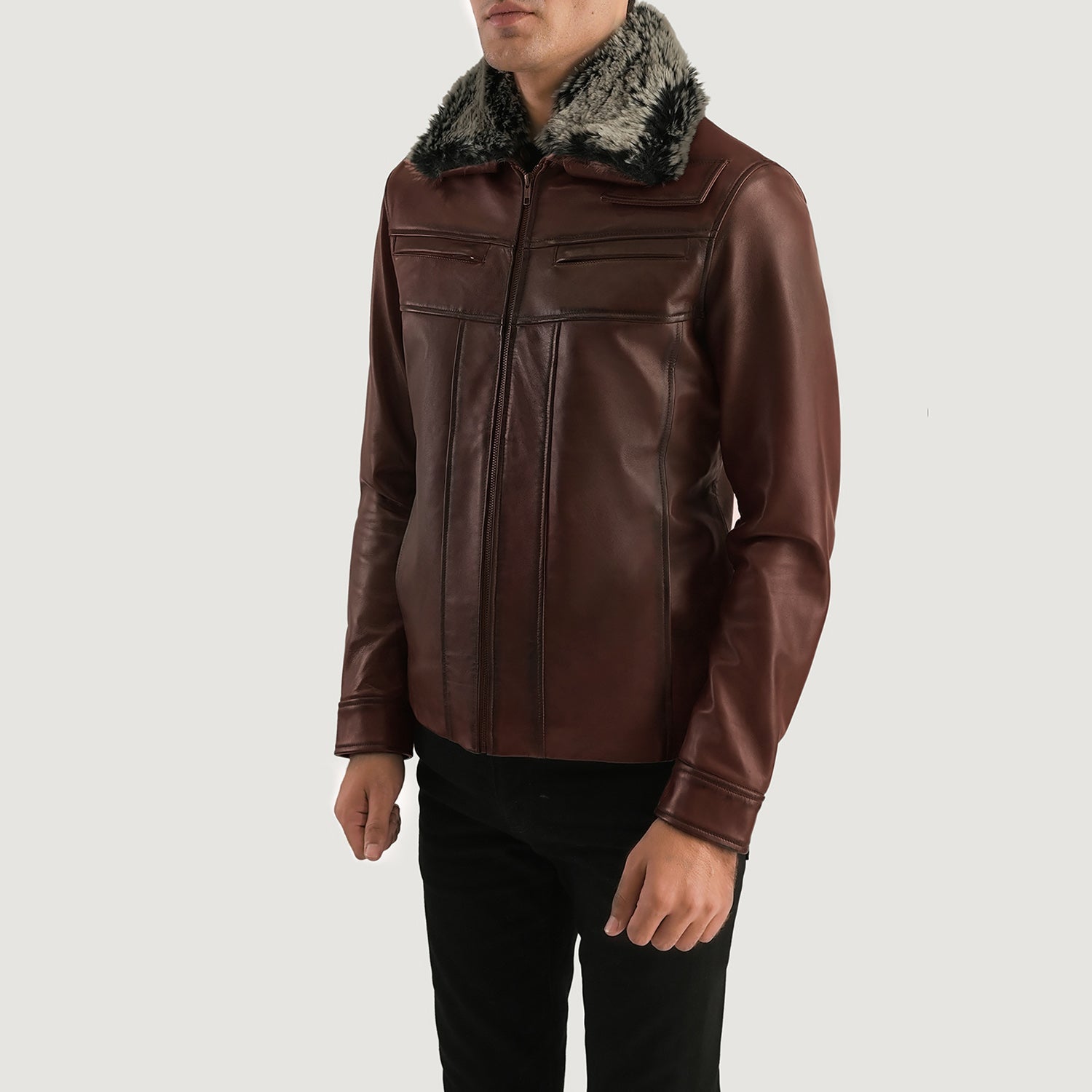 Men's Evan Hart Fur Brown Leather Jacket – The Jacket Maker