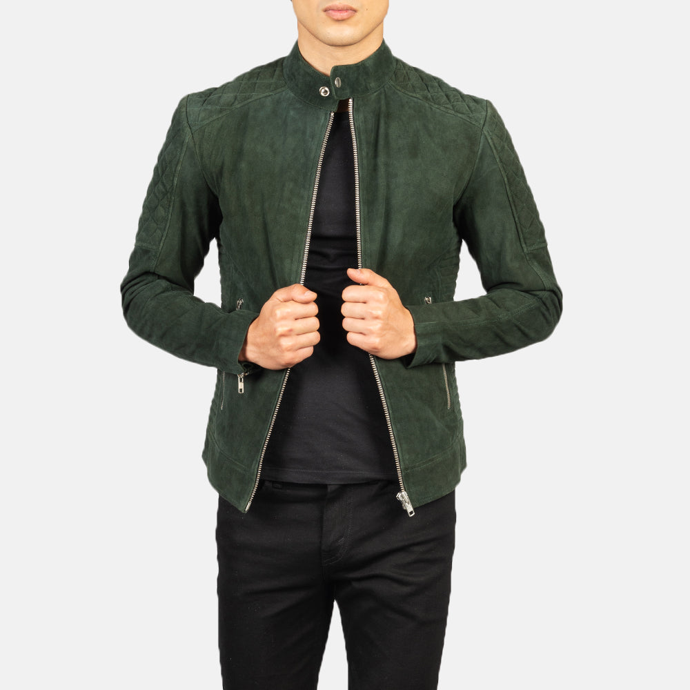 Men's Fernando Quilted Green Suede Biker Jacket – The Jacket Maker