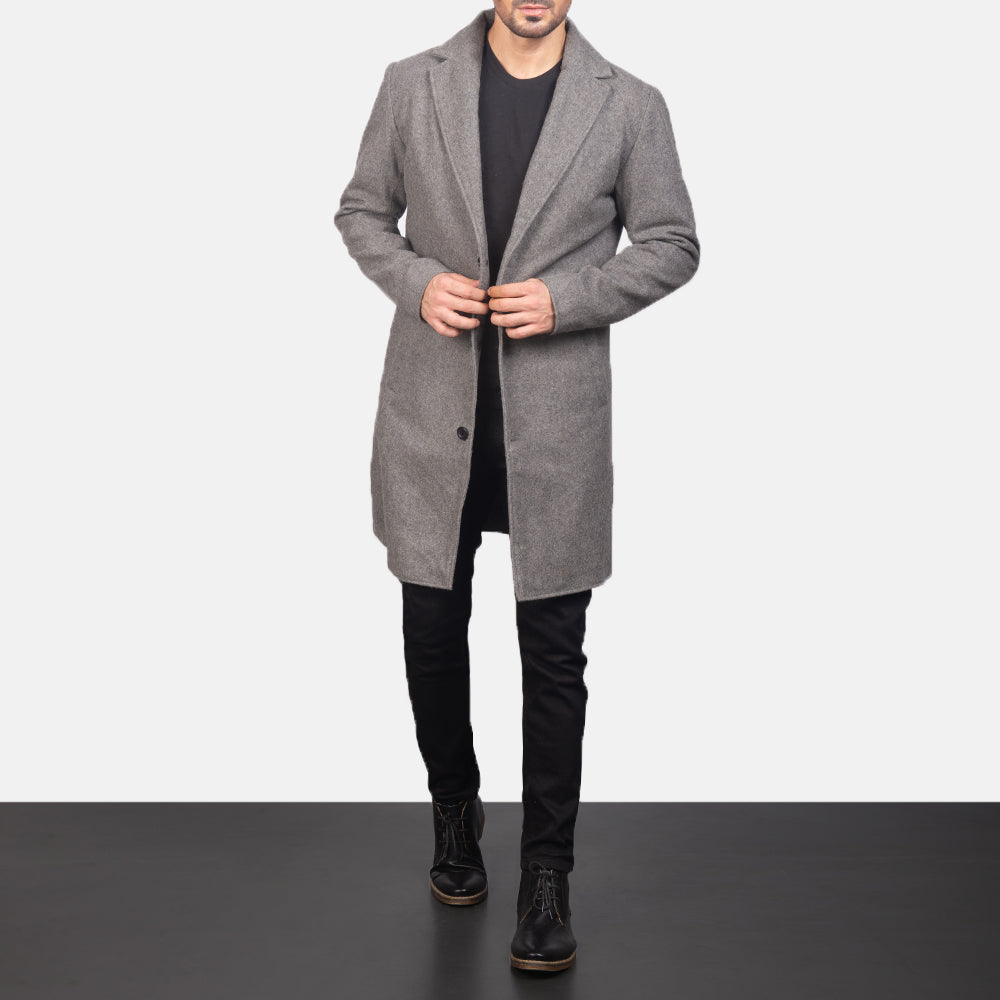 The Jacket Maker Mens Petrillo Grey Wool Single Breasted Coat The Jacket Maker Mens Petrillo Grey Wool Single Breasted Coat
