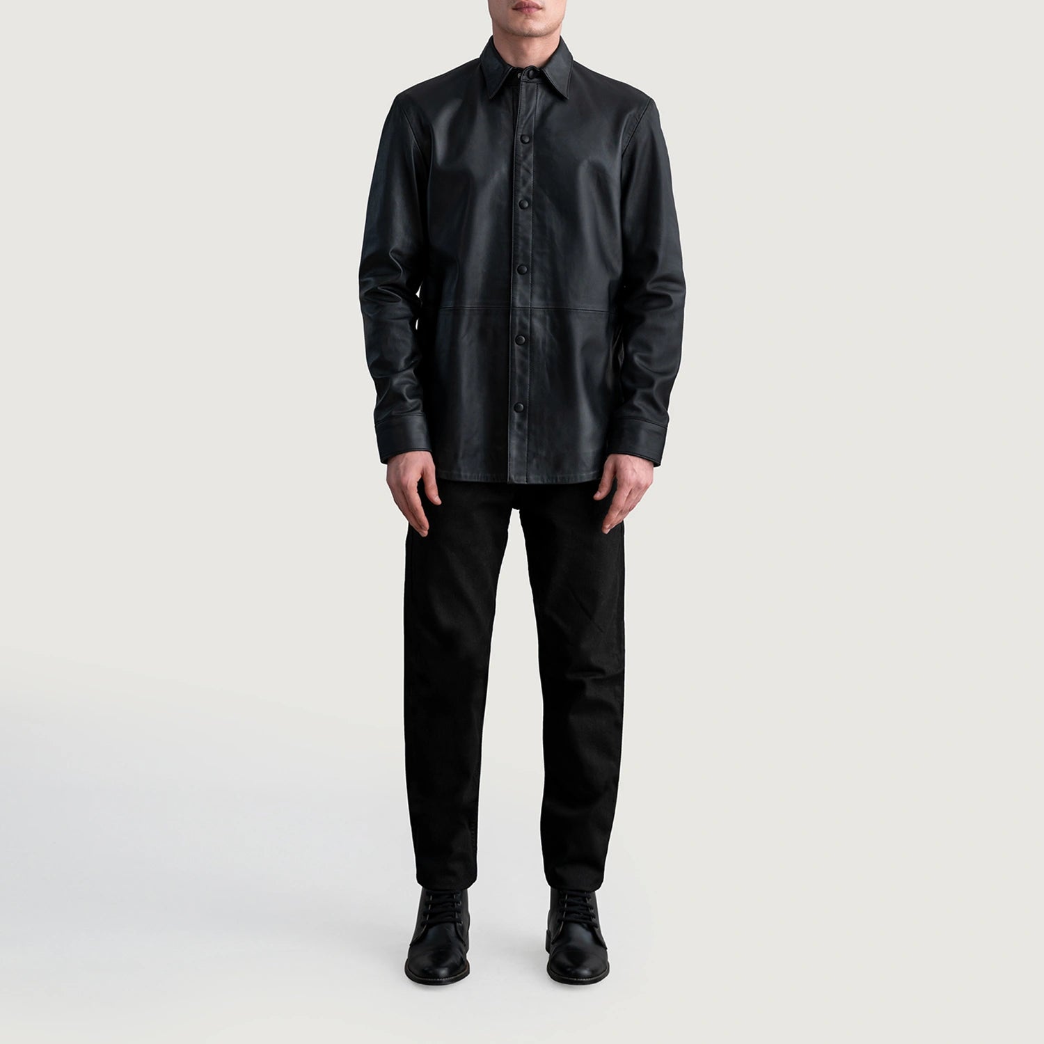 The Jacket Maker Mens Haven Black Leather Shirt The Jacket Maker Mens Haven Black Leather Shirt