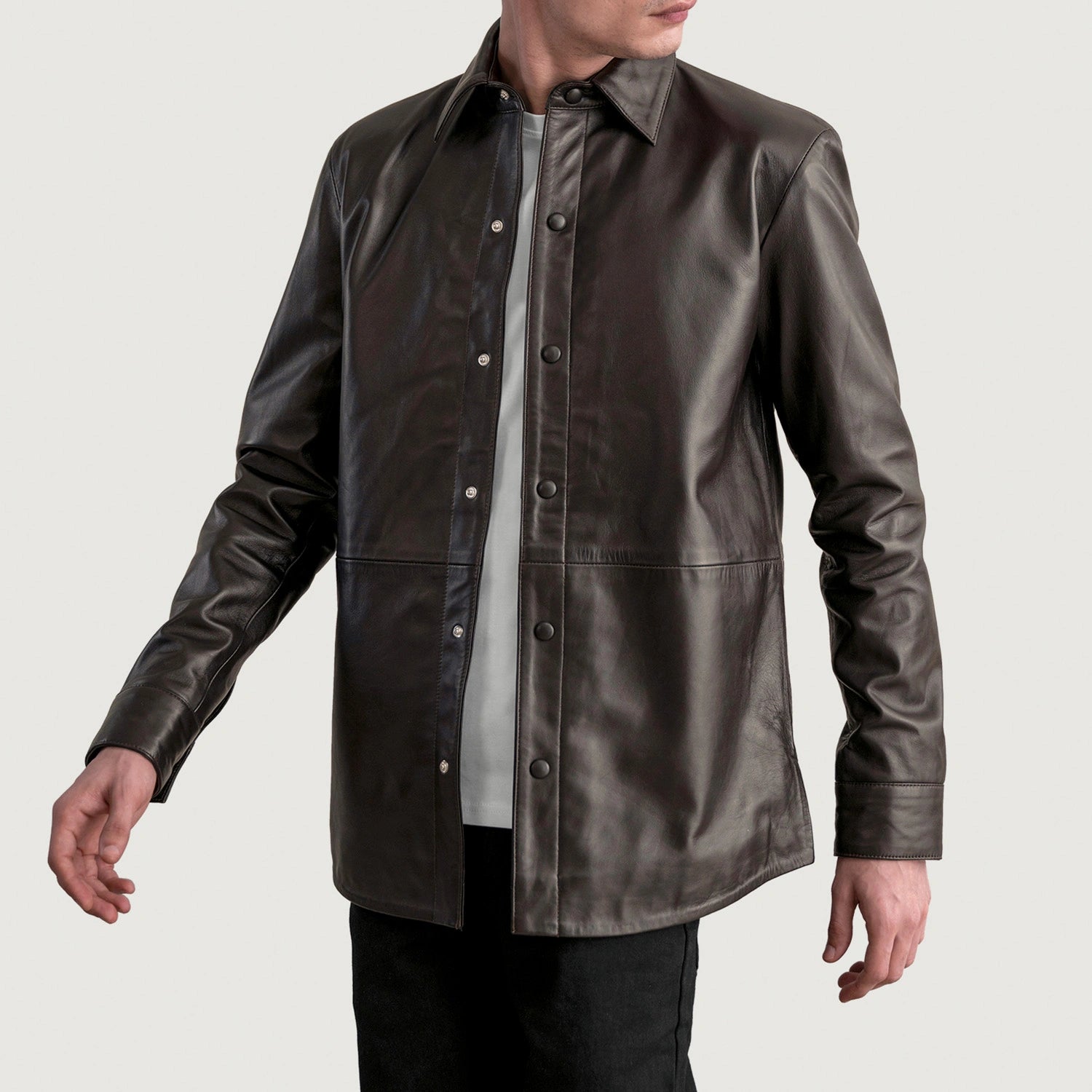 The Jacket Maker Mens Haven Brown Leather Shirt The Jacket Maker Mens Haven Brown Leather Shirt