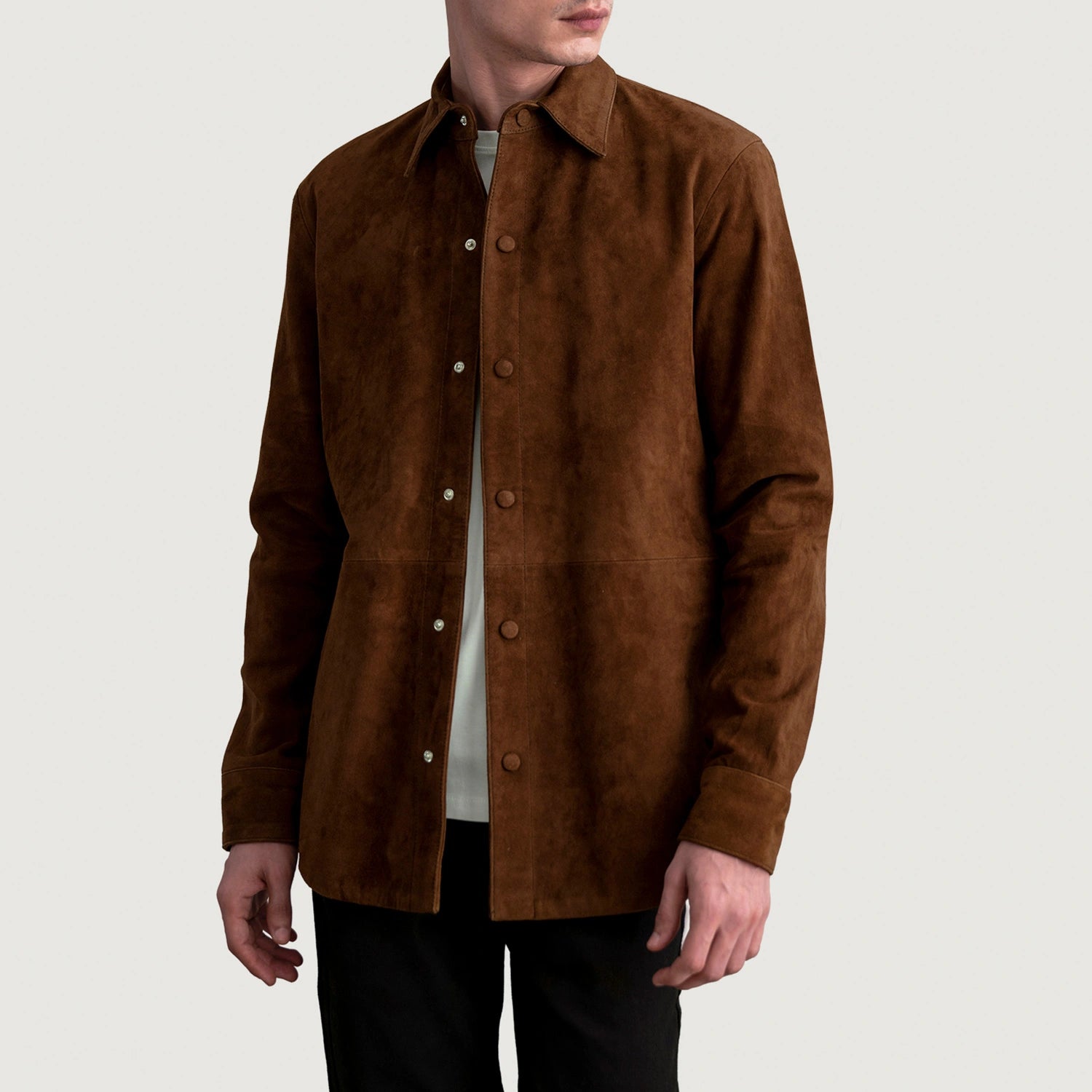 The Jacket Maker Mens Haven Brown Suede Leather Shirt The Jacket Maker Mens Haven Brown Suede Leather Shirt