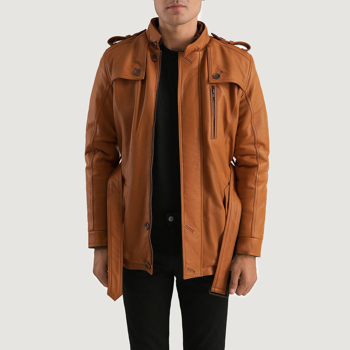 Hunter Tan Brown Fur Leather Jacket For Men – The Jacket Maker