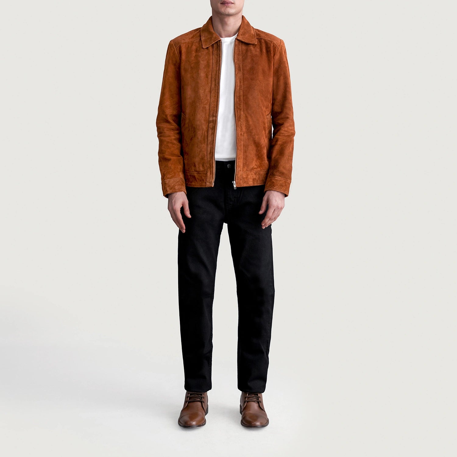 The Jacket Maker Mens Inferno Brown Suede Leather Jacket The Jacket Maker Mens Inferno Brown Suede Leather Jacket