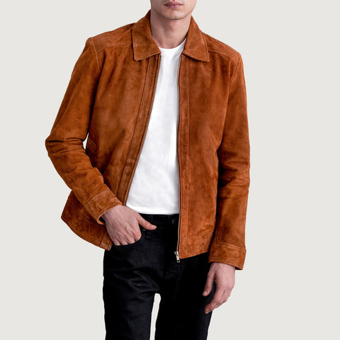 【HI FI FNK】Lion Suede Biker Jacket Men_s_Inferno_Brown_Suede_Leat