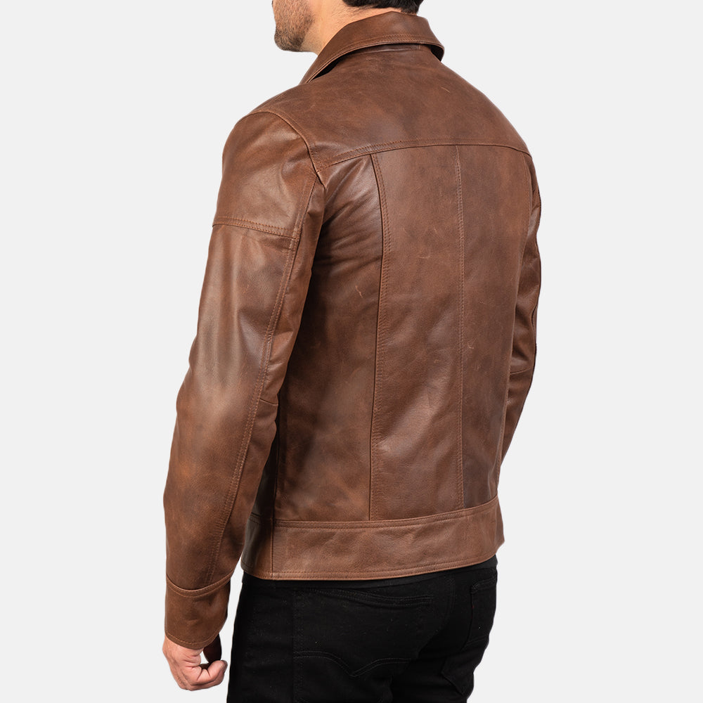 Men's Lavendard Brown Leather Biker Jacket – The Jacket Maker