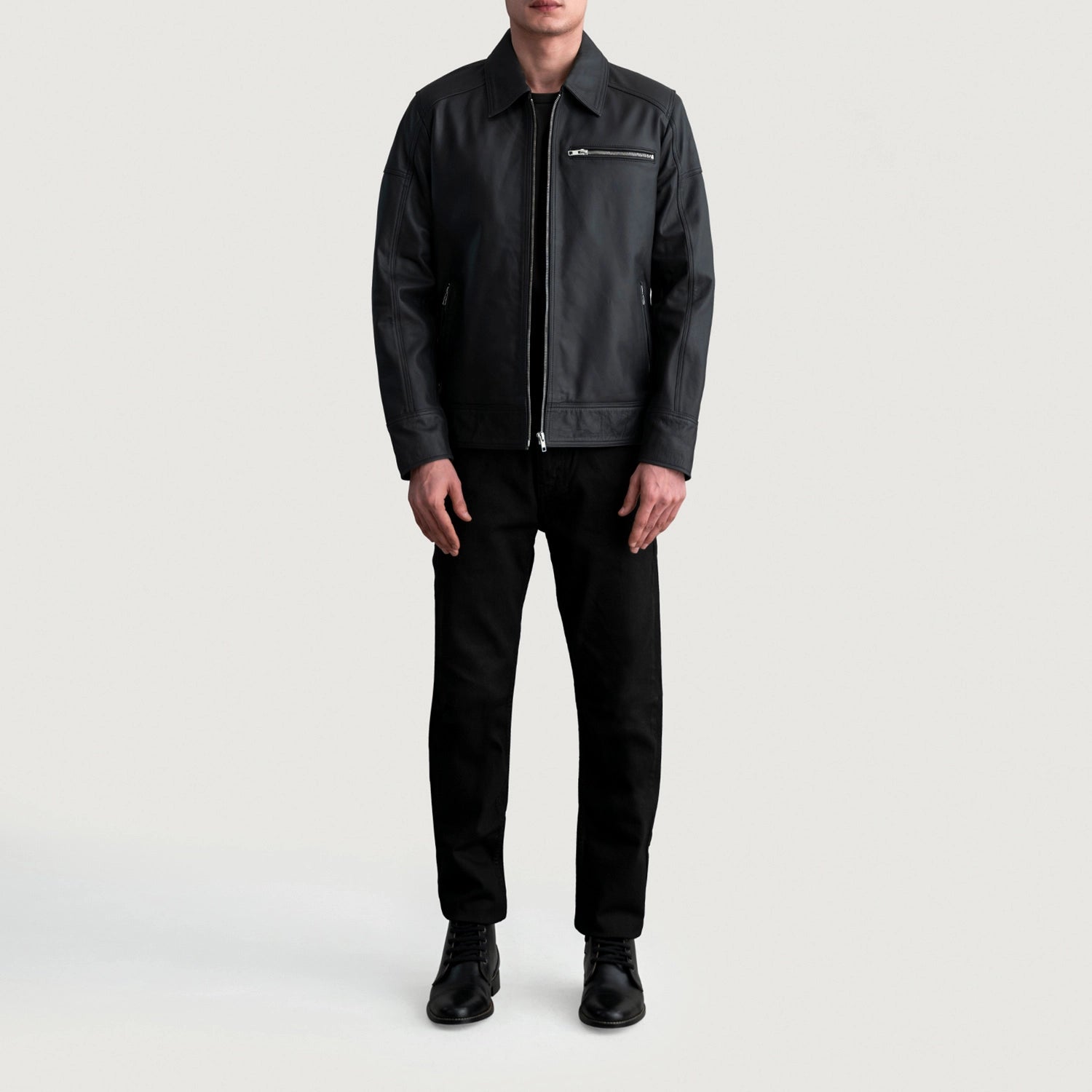 Lavendard Matte Black Leather Biker Jacket For Men – The Jacket Maker