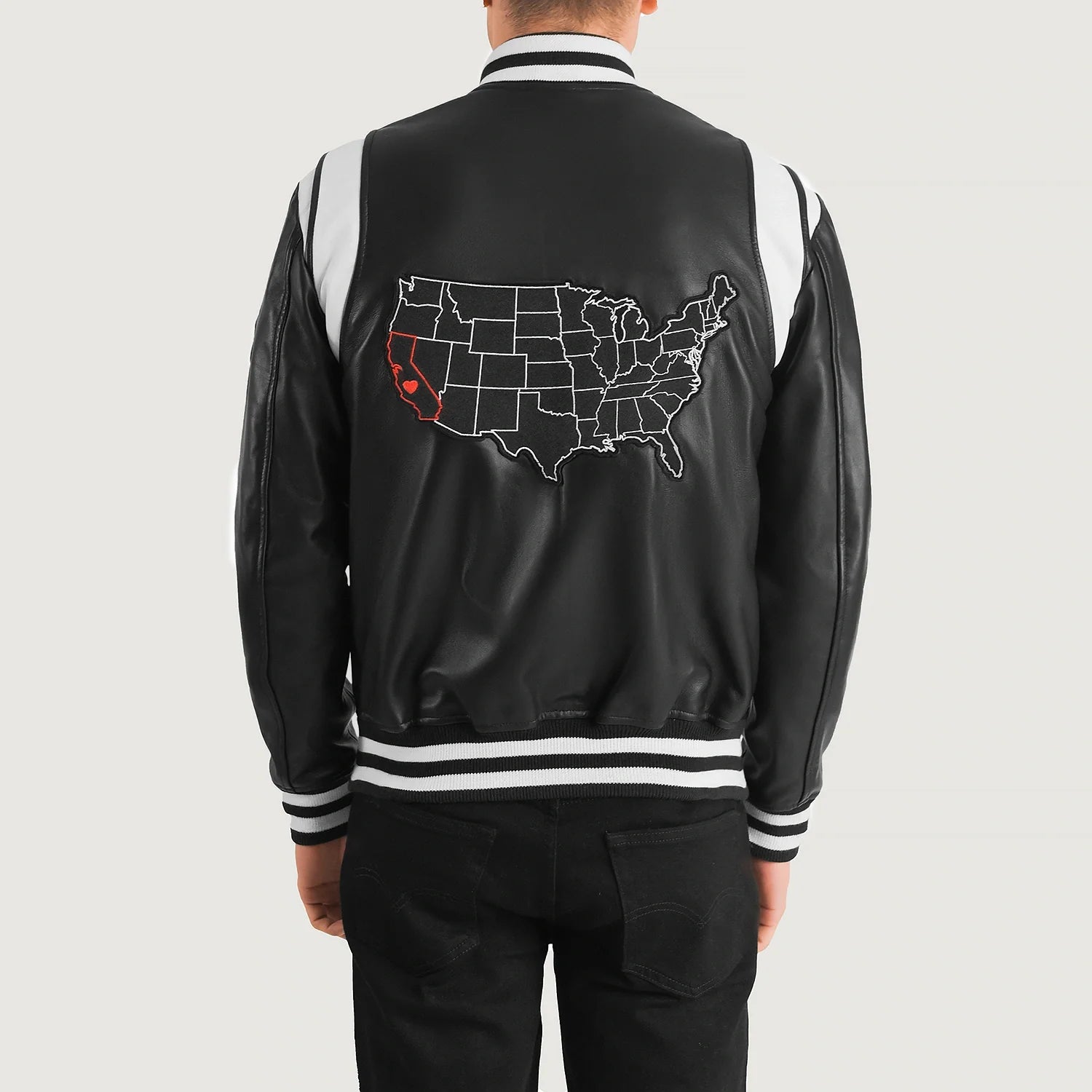 Liberte California Black Leather Varsity Jacket For Men – The