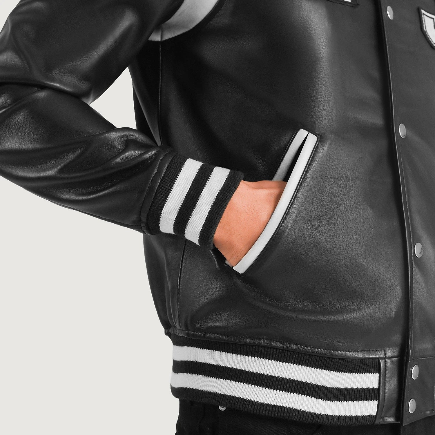 Liberte New Jersey Black Leather Varsity Jacket For Men – The