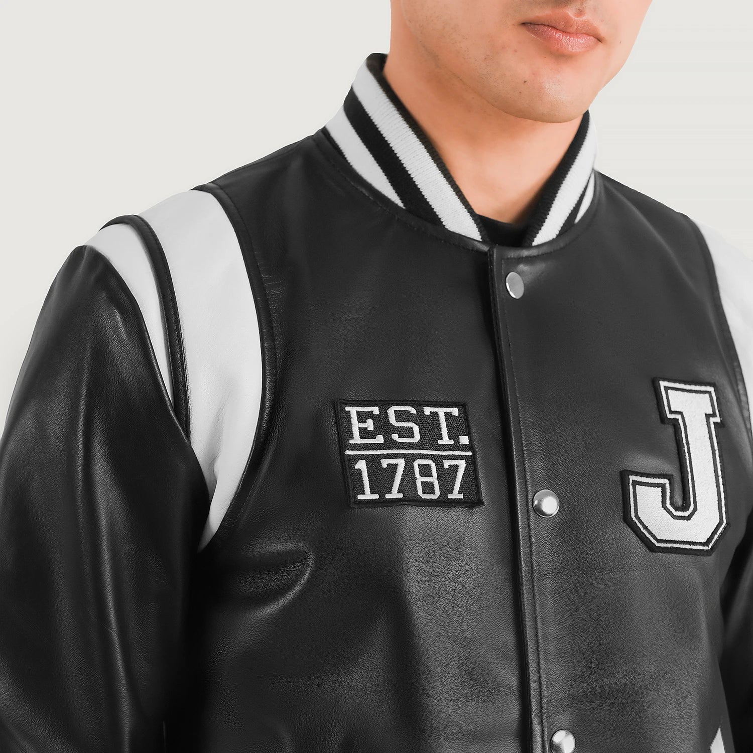 Liberte New Jersey Black Leather Varsity Jacket For Men – The