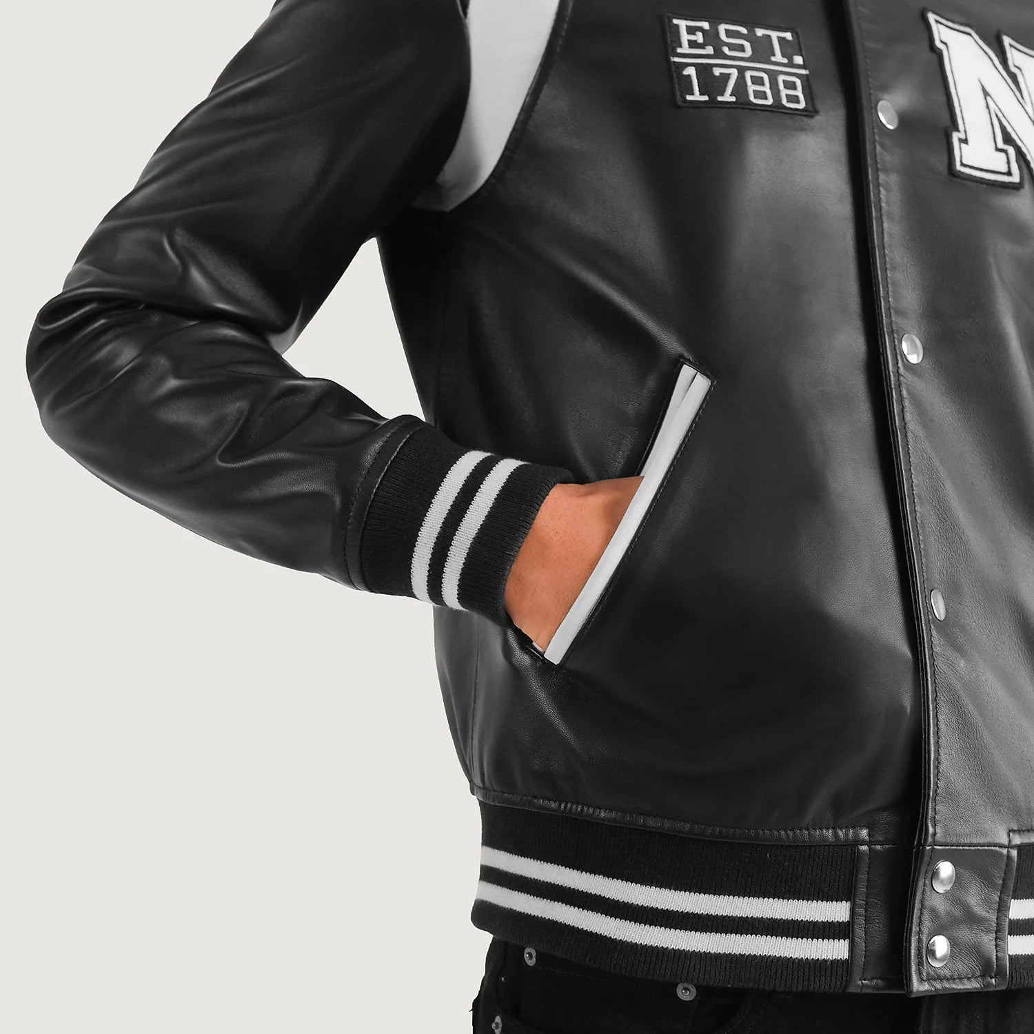 Liberte New York Black Leather Varsity Jacket For Men – The Jacket Liberte New York Black Leather Varsity Jacket For Men – The Jacket