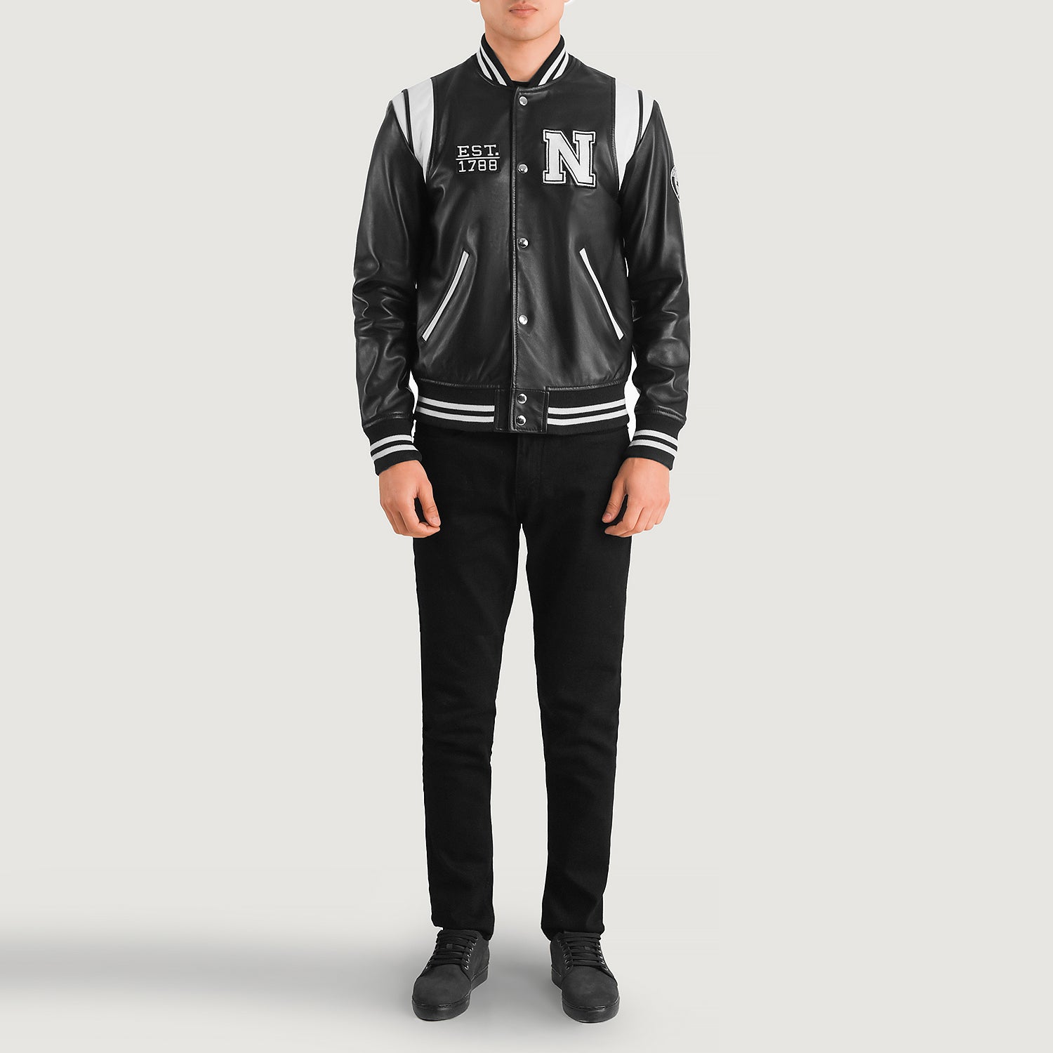 Liberte New York Black Leather Varsity Jacket For Men – The Jacket Liberte New York Black Leather Varsity Jacket For Men – The Jacket
