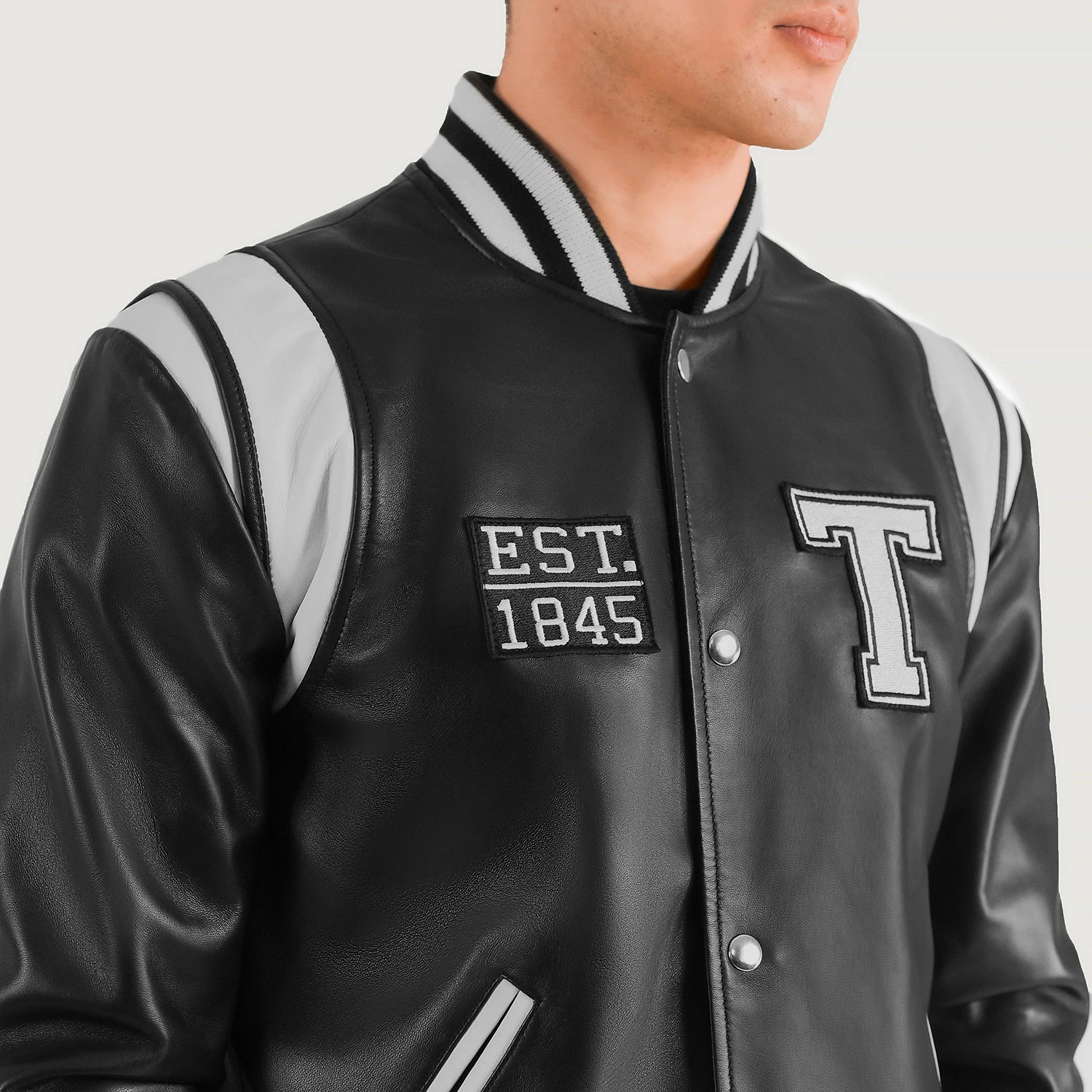 Liberte Texas Black Leather Varsity Jacket For Men – The Jacket Maker
