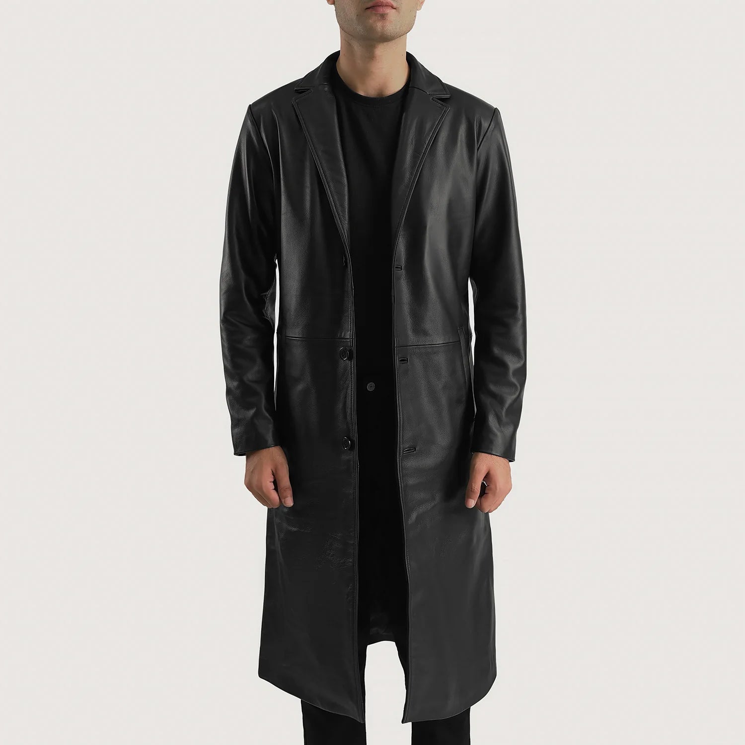 Mateo Black Leather Single Breasted Coat For Men – The Jacket Maker