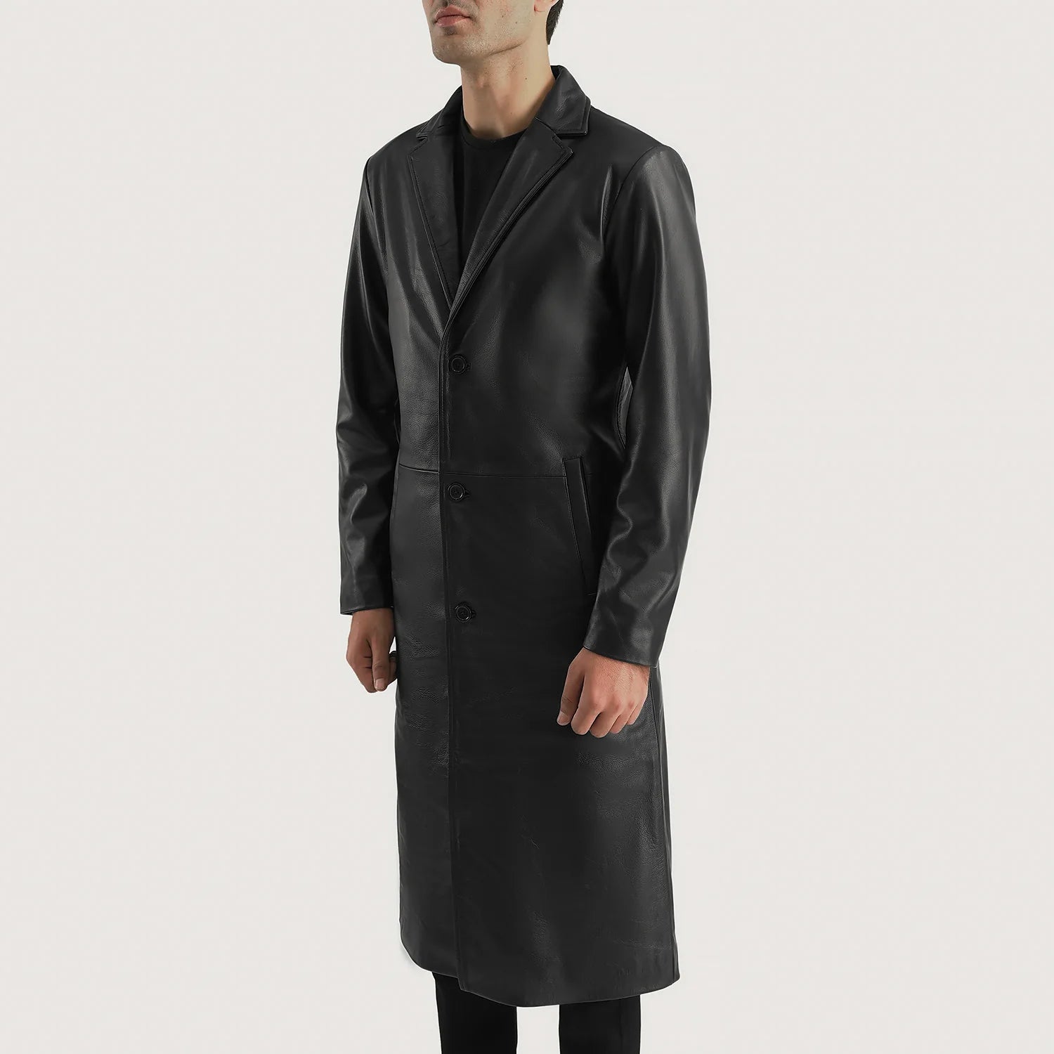 Mateo Black Leather Single Breasted Coat For Men – The Jacket Maker