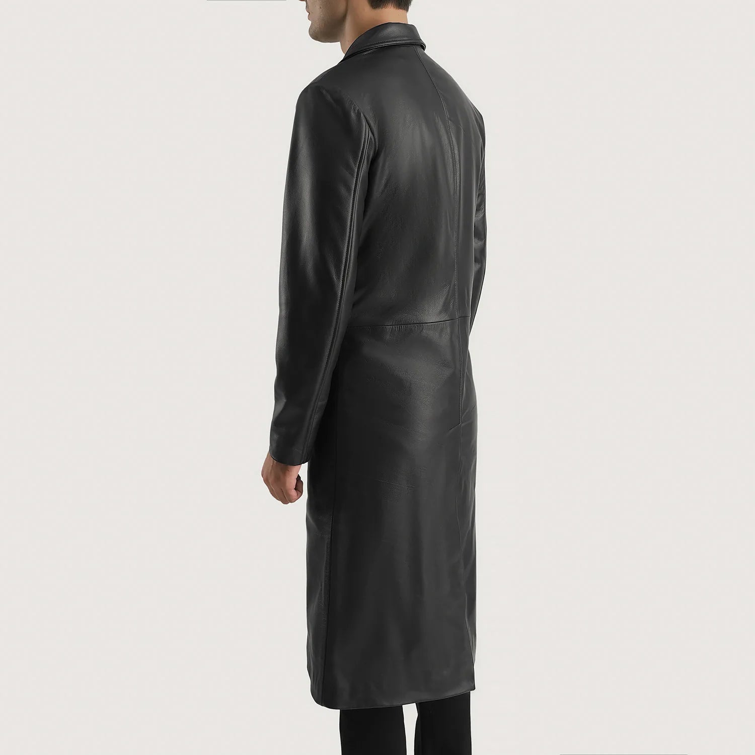 The Jacket Maker Men’s Mateo Black Leather Single Breasted Coat