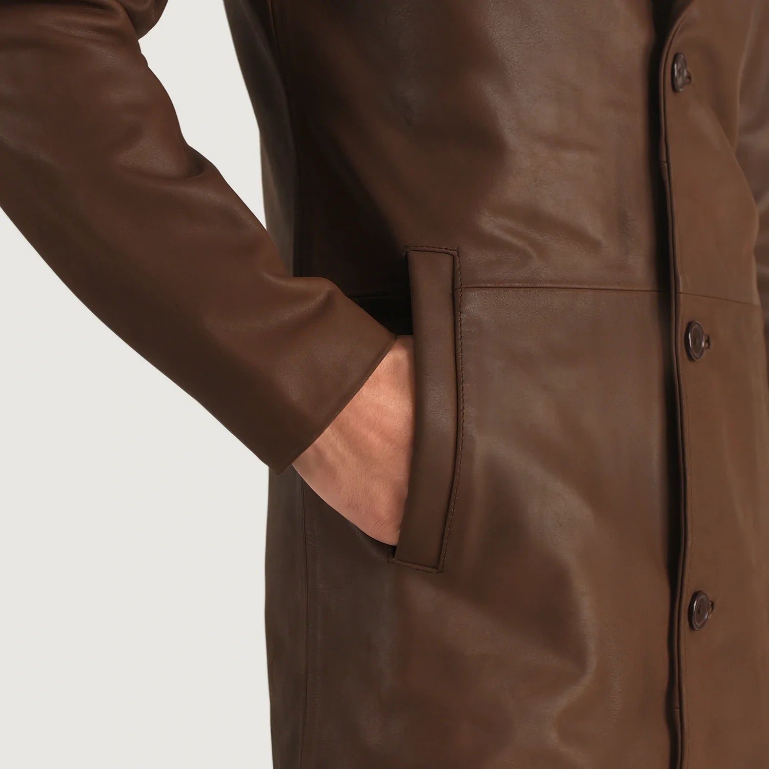 Mateo Brown Leather Single Breasted Coat For Men – The Jacket Maker