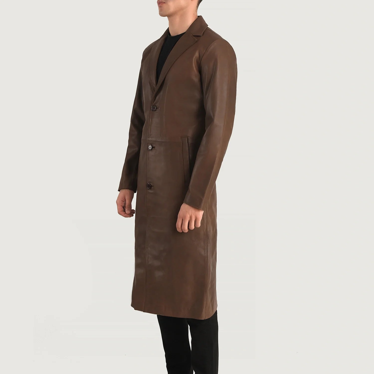 Mateo Brown Leather Single Breasted Coat For Men – The Jacket Maker