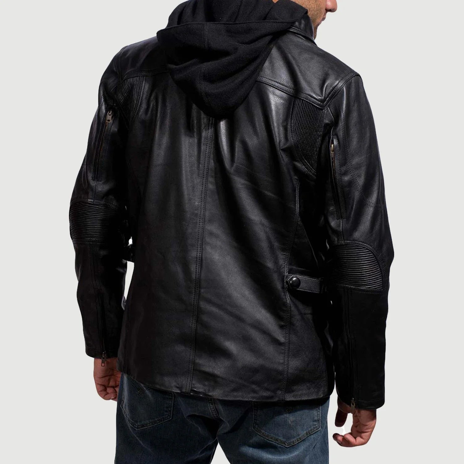Men's Moulder Hooded Black Leather Jacket – The Jacket Maker