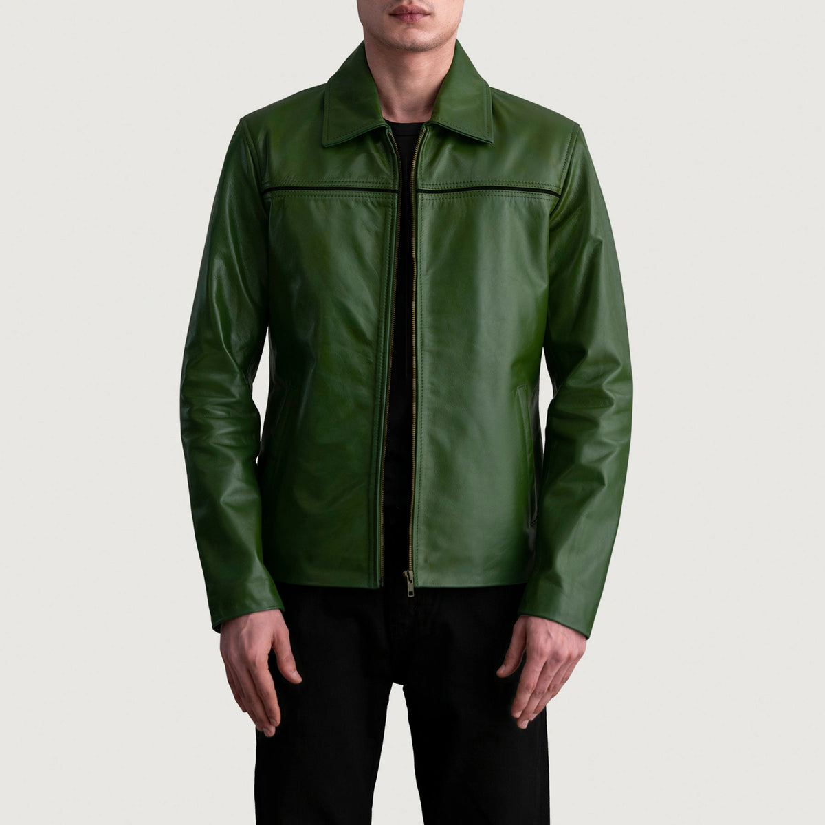 【MIRAGE】 レザージャケット ダークグリーン L Men_s_Mystical_Green_Leather_J