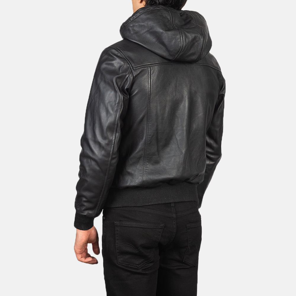 Men's Nintenzo Black Hooded Leather Jacket – The Jacket Maker